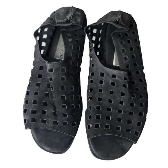 Nordstrom Shoes - NORDSTROM Black Leather Darby Open Toe Back Zip Cut-Out Sandals - Women's 11